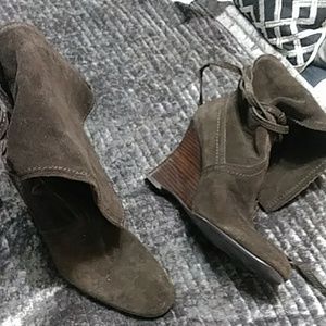 Women Suede Wedge Heel Boots